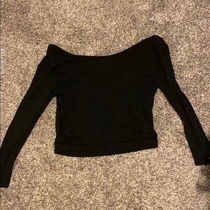 open back black cropped shirt